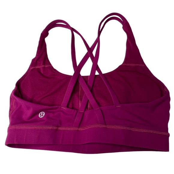Lululemon Athletica Peloton Fuschia Strappy Energy Sports Bra Size Medium - Picture 11 of 12